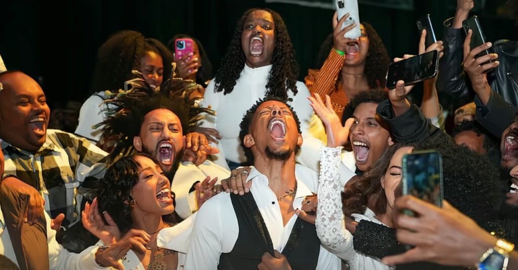 Adonay (center) celebrates winning Best TikToker of the Year at the 2024 TikTok Creative Awards Ethiopia, organized by G-Power Creative Awards. Photo: G-Power Creative Awards